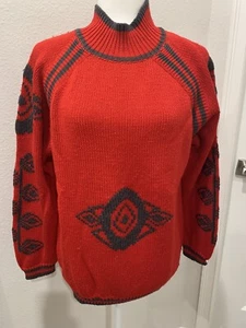 Weicher Vintage 1990’s Tarazzia Woman’s Pullover Rot Grau - Medium - Bild 1 von 6