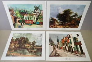 Set (4) Vintage Kunstdrucke Lithographien auf Leinwandpapier D.A.C. N.Y., USA - Bild 1 von 23