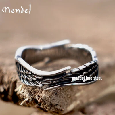 MENDEL Stainless Steel Womens Girls Angel Wings Thin Band Ring For Women 6 7-11 - Image 1 of 4