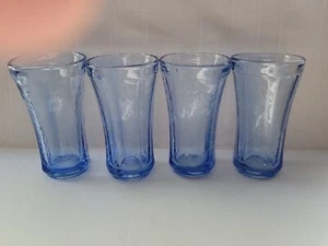 4 VTG Indiana Glass MADRID Blue Depression Recollection Footed Goblet (Federal) - Picture 1 of 4