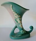 Vintage Roseville Pottery Cornucopia Foxglove Green and Pink Vase Made in USA 