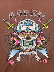 Alternative T-shirt Men's L Brown Aspen Colorado Skull - Picture 1 of 13