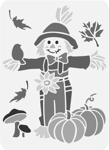 8"x10" Klar Kunststoff Schablone - Vogelscheuche Herbst Kürbis (RO184) ** *** - Bild 1 von 2