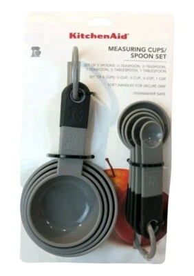 KitchenAid Classic Measuring Cups and Measuring Spoons 9Pc Set, Solid Grey - Image 1 of 4