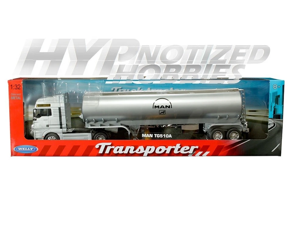WELLY 1:32 MAN TG510A WHITE OIL TANKER TRANSPORTER SILVER 32642 - Image 1 of 1