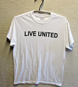 Gildan Dry Blend Womens Top T-Shirt Tee Size M "Live United" White 💙 - Picture 1 of 3