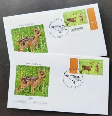 [SJ] Germany Baby Animal European Roe Deer 2018 Fauna (FDC pair) - Image 1 of 4