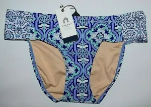 CABANA LIFE Navy Teal White Purple Bikini Swim Bottom 409-ACS9 Womens S NEW - Picture 1 of 4