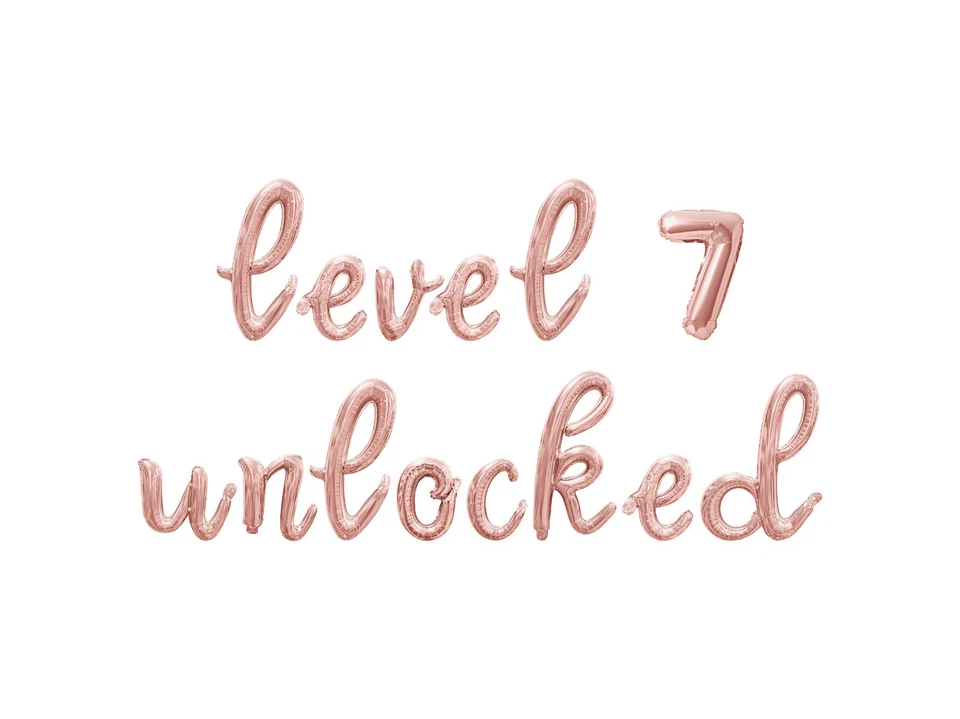 LEVEL 7 UNLOCKED Cursive Letter Balloon Banner - 7th Birthday Party Decorations - Image 1 of 4
