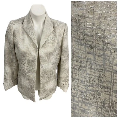 Blazer Chicos Mujer Talla 0 EE. UU. 4 Pequeño Plateado Metálico Cara Abierta Muesca Puño Foto 1 de 4