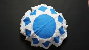 2 CUSHION COVER LINEN LACE H AND MADE COLOR WHITE+ Blue SIZE 20 inch - Bild 1 von 2