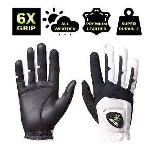 HIRZL Men's Golf Gloves - Grippp Fit, Premium Leather, White/Black, Swiss Design