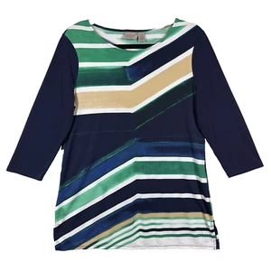Chico's Easywear Abstract Stripe Tunic Size 0 (US 4) Stretch Artsy Coastal Beach - Picture 1 of 12