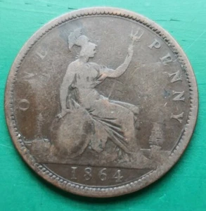 1864 Victoria bun penny scarce Freeman 49 #638 - Imagen 1 de 2