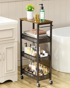 4-Tier Slim Rolling Storage Cart for Bathroom Kitchen Laundry Small Space - Picture 1 of 9
