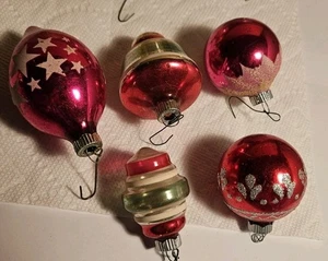 (5 Shiny Brite). 3 Reflectors.6 Other Vintage Blown Glass Christmas Ornaments - Picture 1 of 14