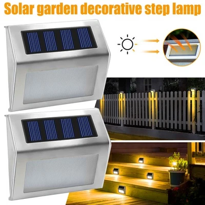 Solar Powered LED Deck Lights Waterproof Stairs Wall Step Walkway Garden Pathway - Image 1 of 4