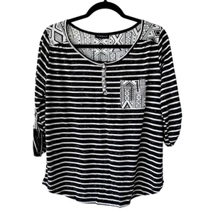 Retro 80s Style Womens Striped Geometric Print Shirt Size Extra Large Indie - Picture 1 of 5