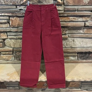 English Factory Pleated Rich Burgundy Relaxed Fit Jeans - Picture 1 of 8