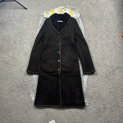 Ralph Lauren  Lamb Sherling Suede Leather Trench Coat Jacket Brown Women’s M - Image 1 of 4