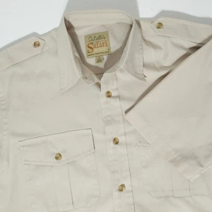 Cabela's Shirt Mens Small Regular Beige Safari Button Down Short Sleeve Pockets - Picture 1 of 11