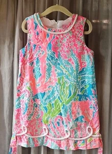Lilly Pulitzer Girls Lets Cha Cha Summer Shift Dress Coral 5 - Picture 1 of 6