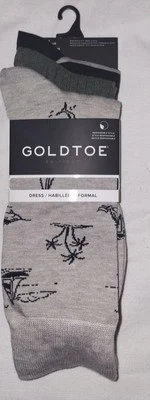 Goldtoe Men's 3 PACK Crew Dress Socks Black Green Grey Sailboat Gold Toe 6-12.5 - Image 1 of 4