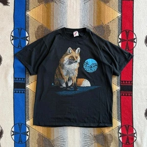 Vintage 80s Fox Animal Nature T-Shirt Size Medium Made In USA Outdoor Animals - Picture 1 of 5
