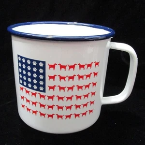 Golden Retriever Dog American Flag Paw Print Patriotic Enamel Mug GUC - Picture 1 of 12