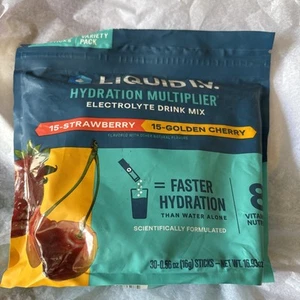 Liquid I.V. Hydration Multiplier Electrolyte Drink Strawberry Golden Cherry 30Ct - Picture 1 of 2