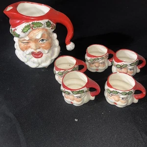 Weihnachten Konvolut Vintage Keramik Studio 1955 zwinkernder Weihnachtsmann Krug Tassen - Bild 1 von 22
