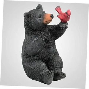63359 Black Bear with Red Bird Figurine - Picture 1 of 2