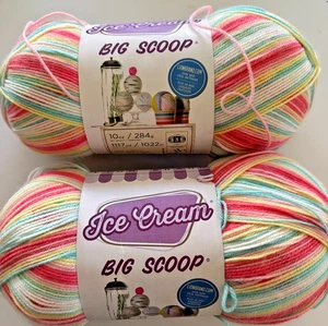 LOT OF 2 LION BRAND ICE CREAM BIG SCOOP YARN 10 OZ. “TUTTI FRUITTI” SAME LOT - Picture 1 of 10