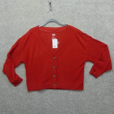 SO Suéter Juniors XXL Naranja Cactus Botón Frontal Cárdigan Corto Foto 1 de 4