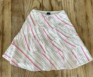Y2K Gap Kids Tiered Skirt Girls S (6-7) Pink Metallic Striped Elastic Waist - Picture 1 of 8