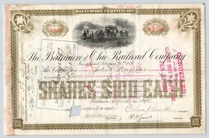 Baltimore and Ohio Railroad Co Shares $100 RARE Antique c1895 John Raynor - Picture 1 of 5