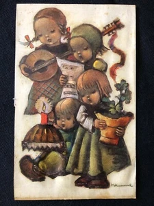 Seltene, beschriftete Hummel Geburtstagskarte im detaillierten goldfarbenen Kunststoff 5 x 7 Rahmen - Bild 1 von 10