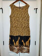 Women's Kelly Scott giraffe dress back zip size 1X ptp - 19" Length 43" dryclean