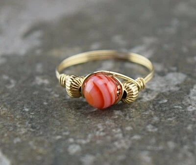 14 k Gold Filled Red Sardonyx and Bead Ring - Image 1 of 4