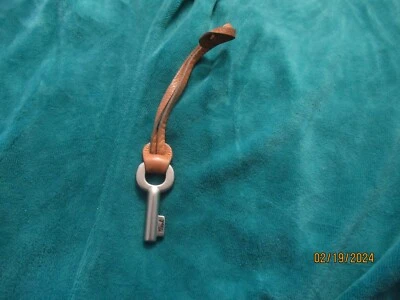 Fossil Thick Chunky Brushed Silver tones Replacement Key Camel Brown Leather Fob - Image 1 of 4