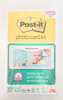 Post-it Photo Holiday Invitation Card Kit 4 X 8 Sticky Picture Paper & Software - Image 1 of 2