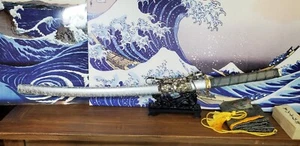 T-10 Unokubi-Zukuri Variation w/ Italian Leather, Karbon Steele Signature Katana - Picture 1 of 20