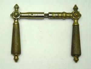 Paar Türdrücker / Türgriffe Gründerzeit (1) - Messing / Horn oder Holz - Bild 1 von 4