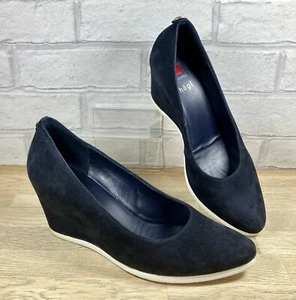 Hogl UK 4 And 4.5 Women’s Navy Blue Suede Wedge Court Shoes RRP £139.99 Pls Read - Picture 1 of 14