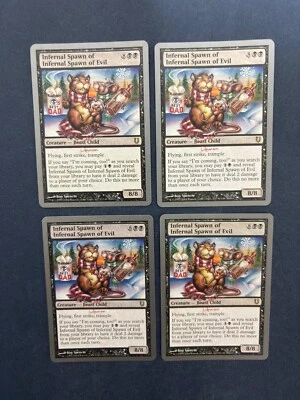 MTG 4X UNHINGED INFERNAL SPAWN OF INFERNAL SPAWN OF EVIL NM MAGIC THE GATHERING - Image 1 of 4