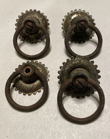 Vintage Metal Drawer Ring Pull Lot Backplate Wood Sewing Cabinet Door Dresser Cover