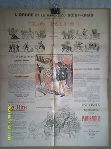 REVUE LE RIRE 1897 AFFICHE PROGRAMME CARNAVAL DE PARIS LA MARCHE DU BOEUF GRAS - Picture 1 of 7