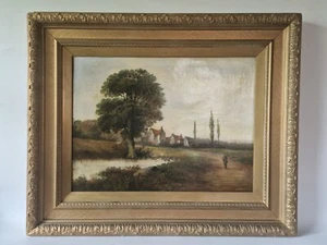 Antigua pintura al óleo de paisaje impresionista victoriano del siglo XIX - Imagen 1 de 9