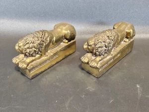 Antonio Canova 1757 1822 Brass Sleeping Lion Bookends - Picture 1 of 10