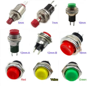 Red Green Yellow 5~16mm Metal Off(On) Momentary Push Button Switch Doorbell Horn - Picture 1 of 10
